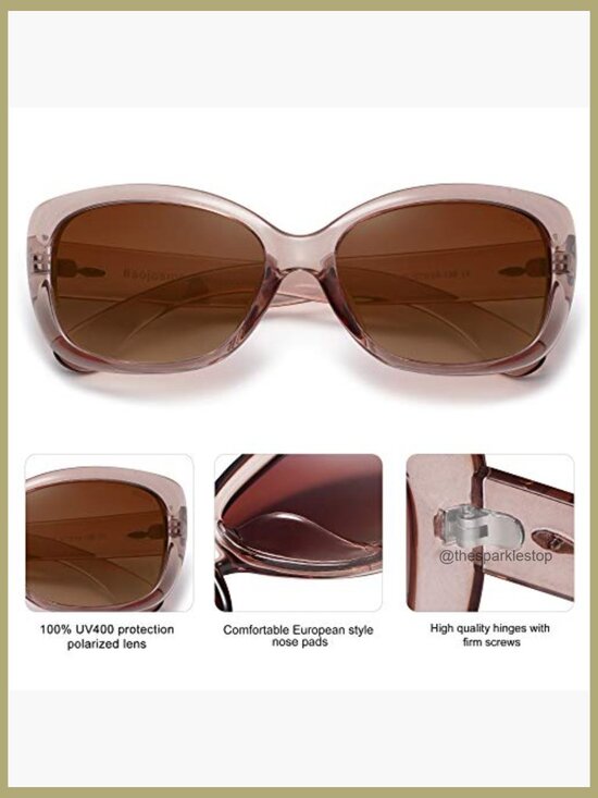 Polarized Square Sunglasses with Plastic Frame UV400 Protection